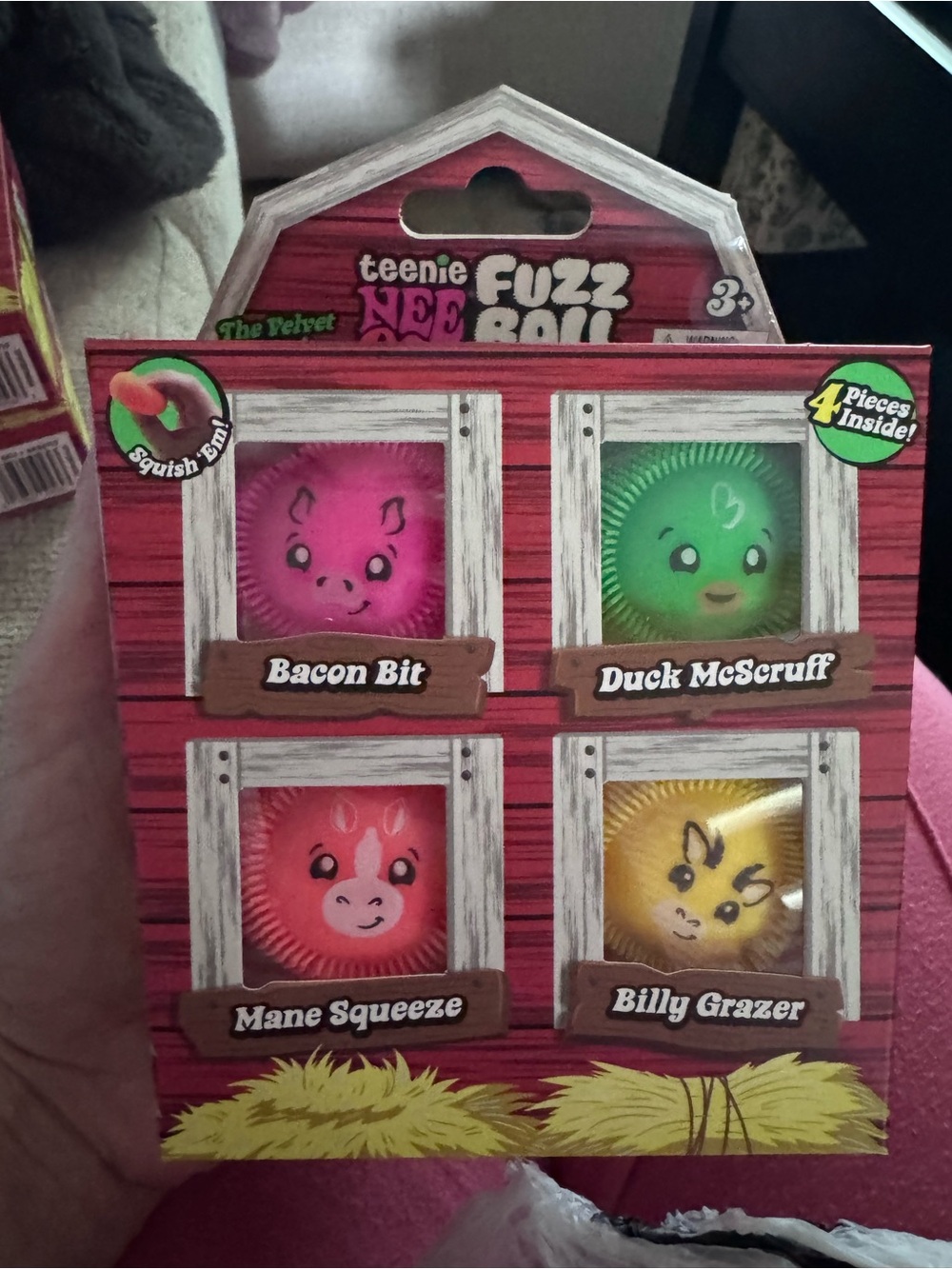Teenie Fuzz Roll Small Pets Toy Set - Pink, Green, Red, Yellow